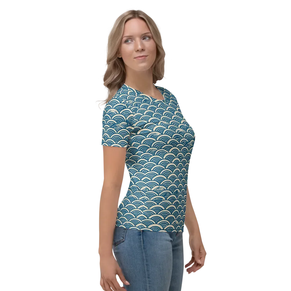 Midnight Wavecrest on Women's Crew Neck T-Shirt — Right