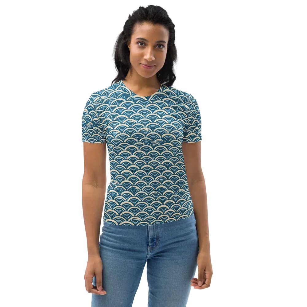 Midnight Wavecrest on Women's Crew Neck T-Shirt — Front