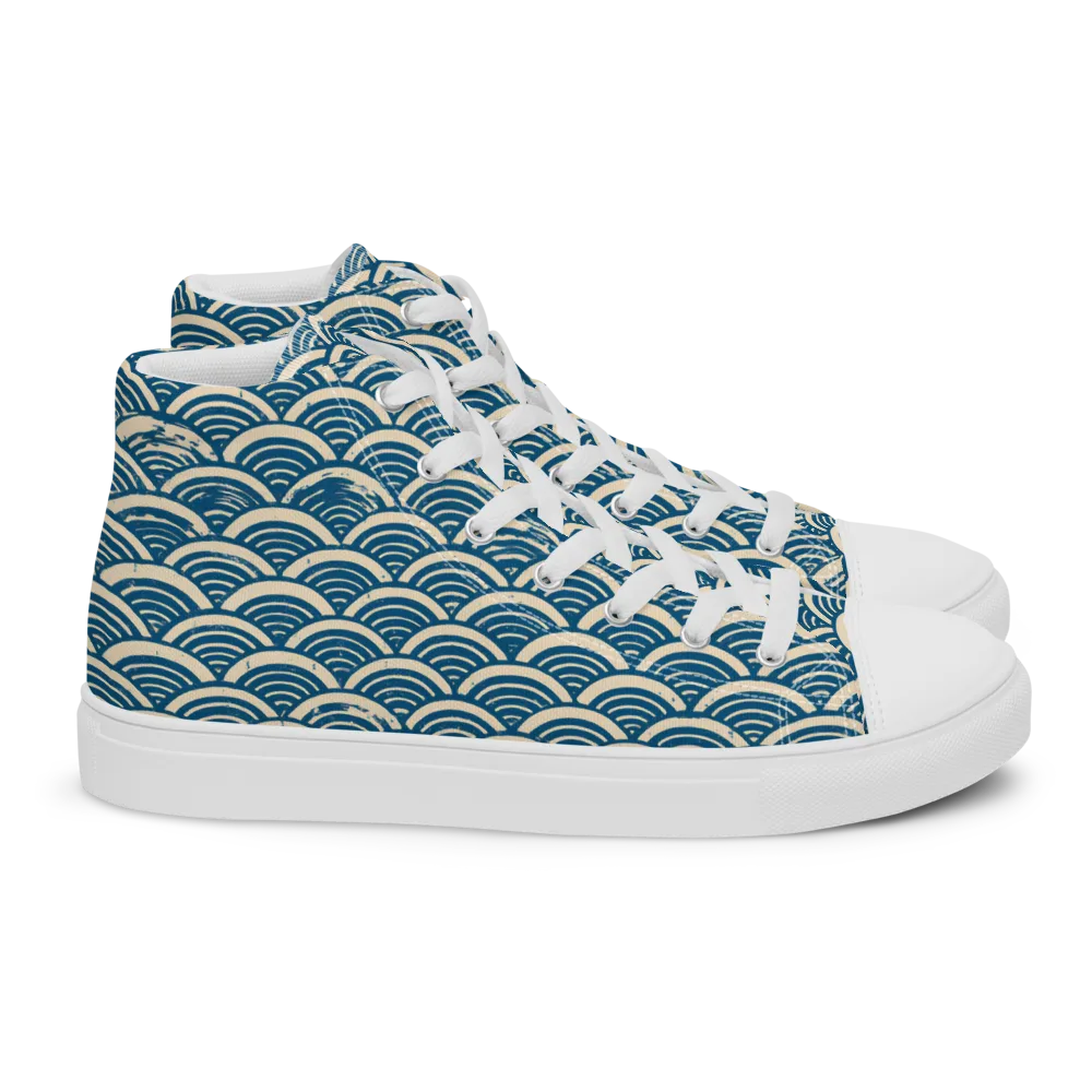 Midnight Wavecrest on Women's High Top Canvas Shoes — Right