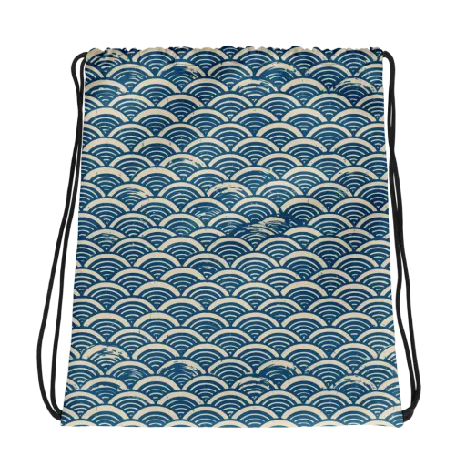 Midnight Wavecrest on a Drawstring Bag