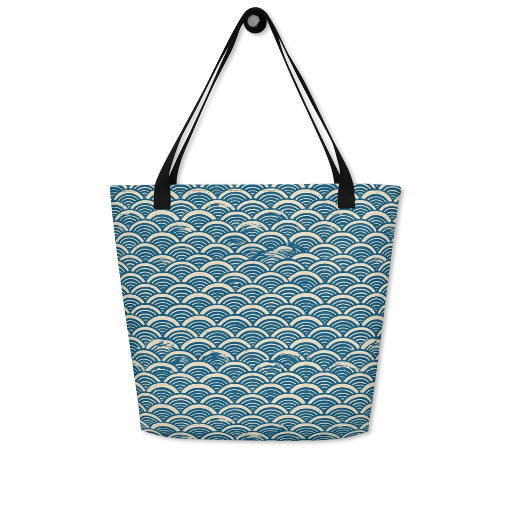 Midnight Wavecrest on Large Tote Bag W/ Pocket — Front