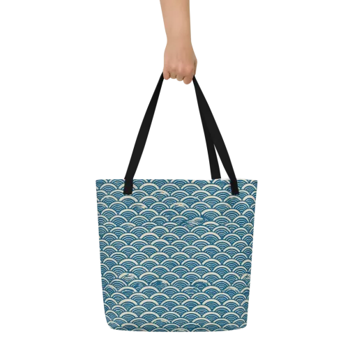 Midnight Wavecrest on a Large Tote Bag W/ Pocket