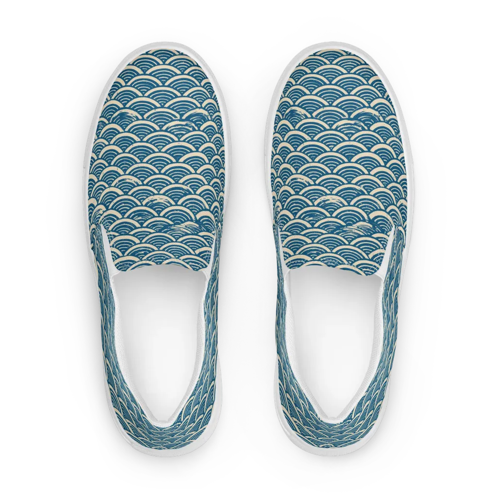 Midnight Wavecrest on Women's Slip-On Canvas Shoes — Front