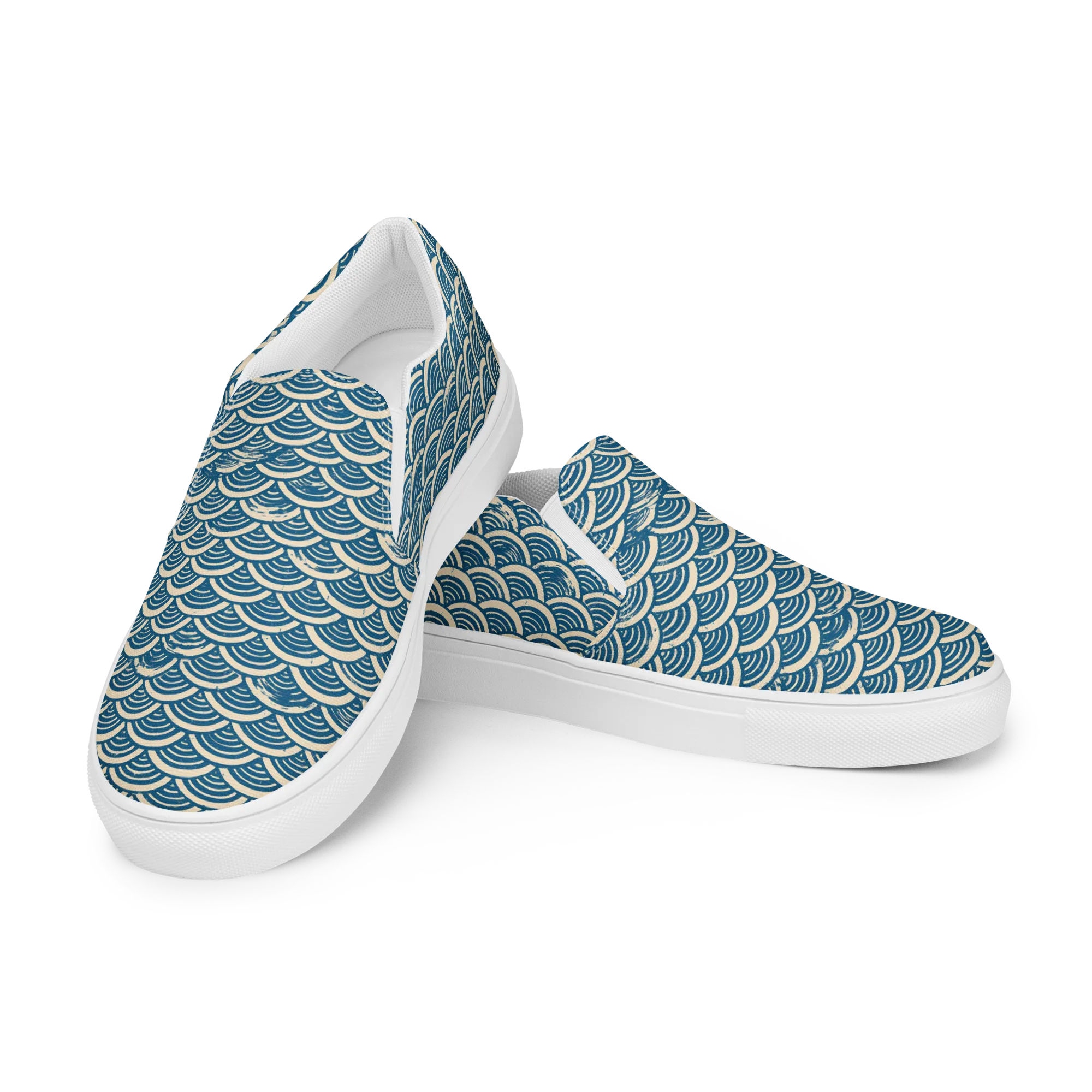 Midnight Wavecrest on Women's Slip-On Canvas Shoes — Left Front