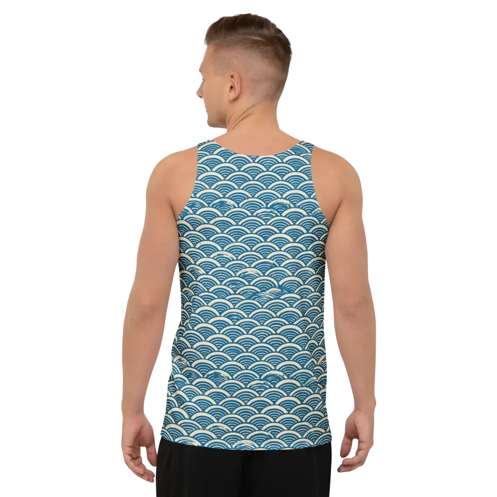 Midnight Wavecrest on Men's Tank Top — Back