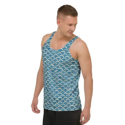 Midnight Wavecrest on a Men's Tank Top