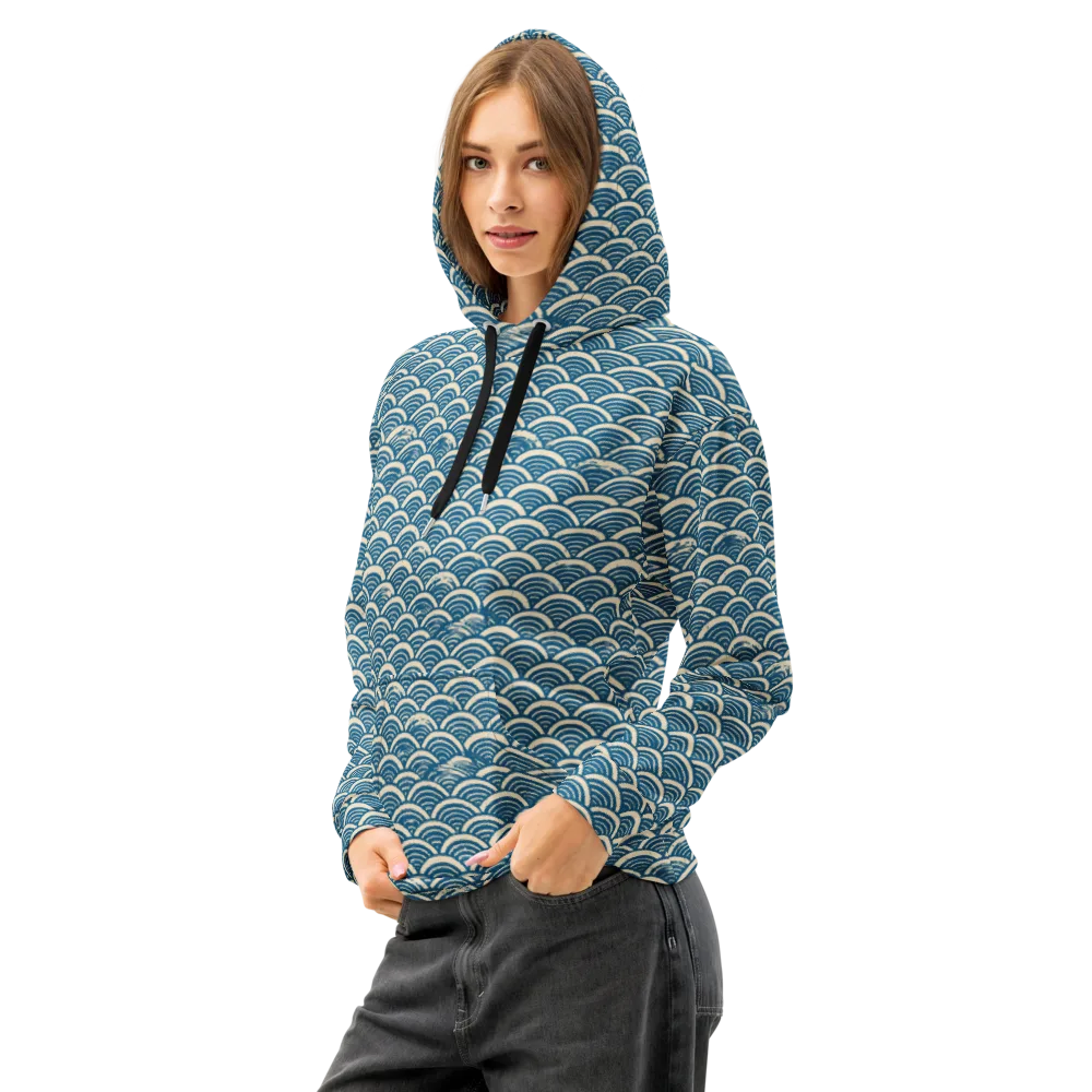 Midnight Wavecrest on Cotton Hoodie — Left Front