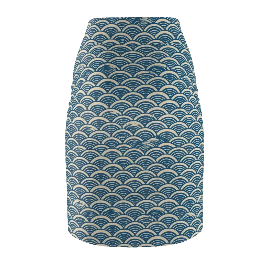 Midnight Wavecrest on Pencil Skirt — Back