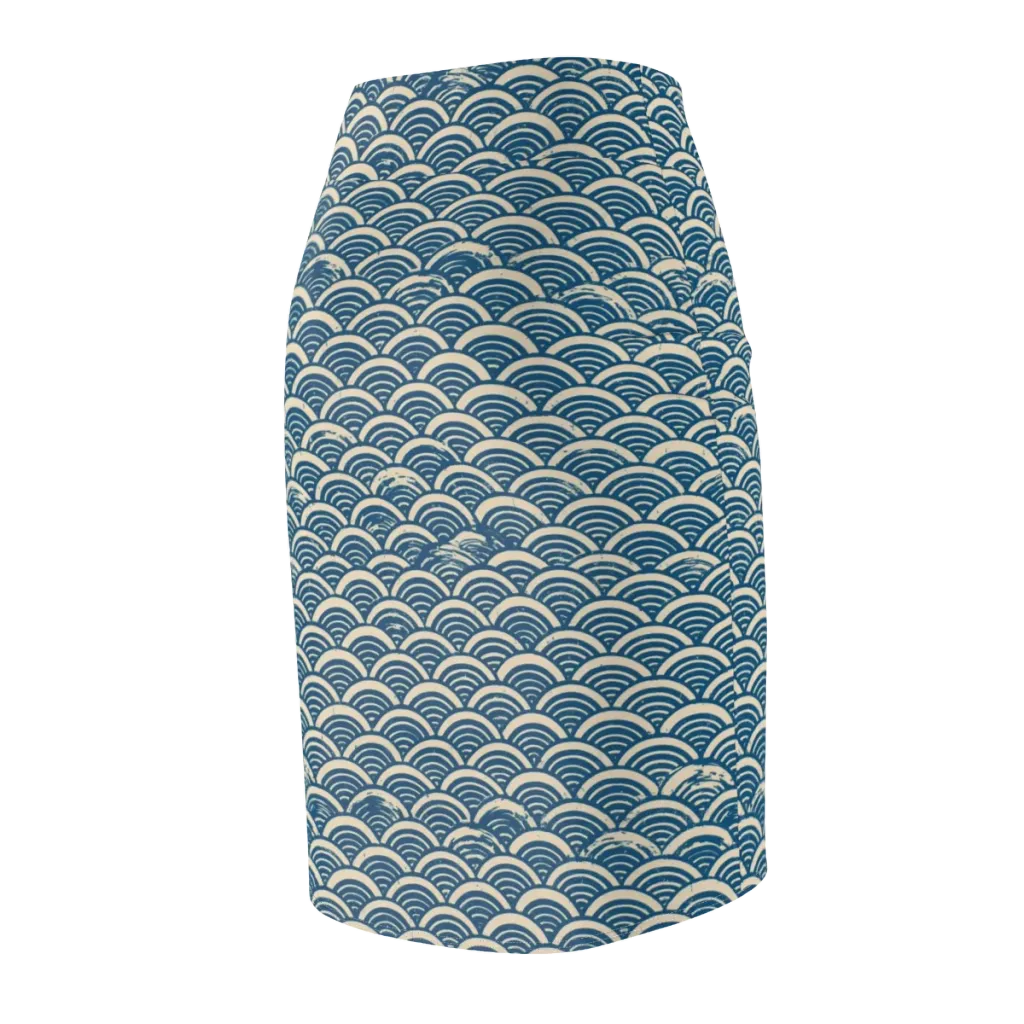 Midnight Wavecrest on Pencil Skirt — Back Side