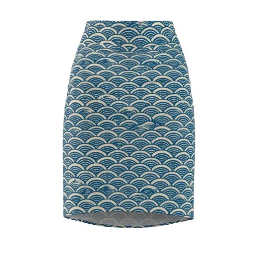 Midnight Wavecrest on a Pencil Skirt
