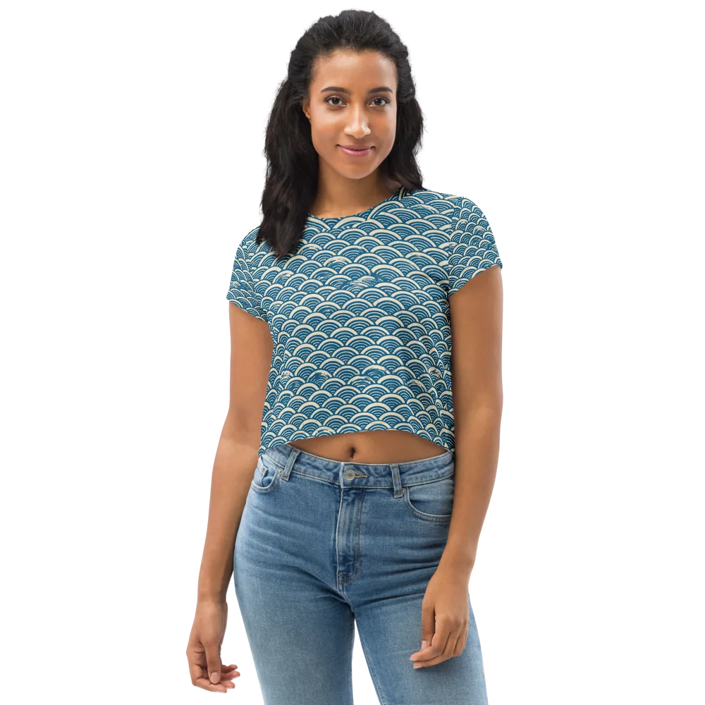 Midnight Wavecrest on Crop Tee — Front