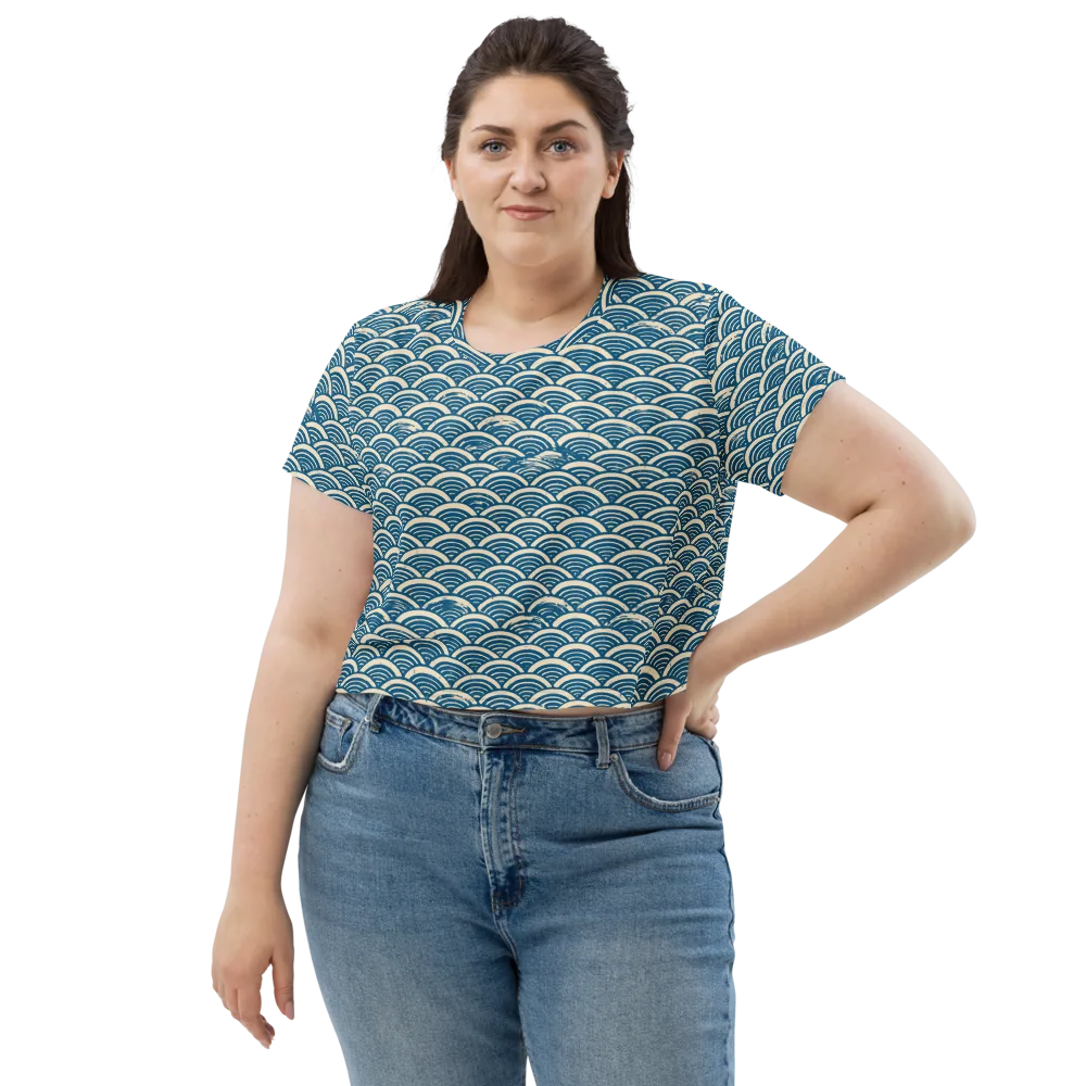 Midnight Wavecrest on Crop Tee — Front