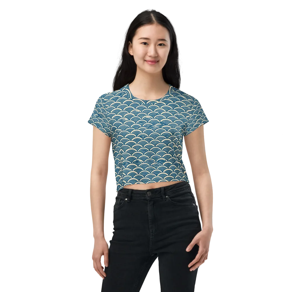 Midnight Wavecrest on Crop Tee — Front