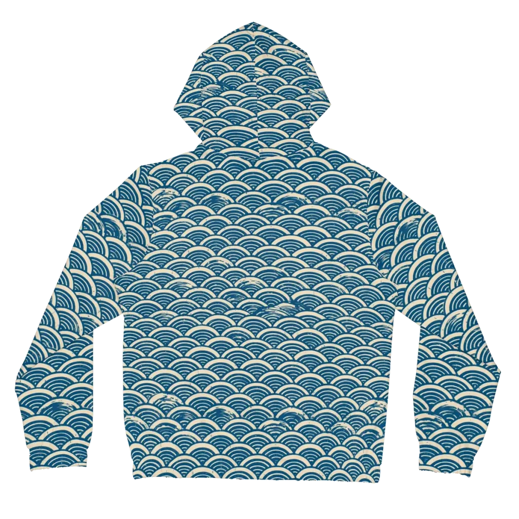 Midnight Wavecrest on Women's Full-Zip Hoodie — Back