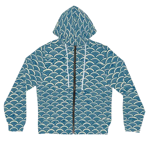 Midnight Wavecrest on a Women's Full-Zip Hoodie