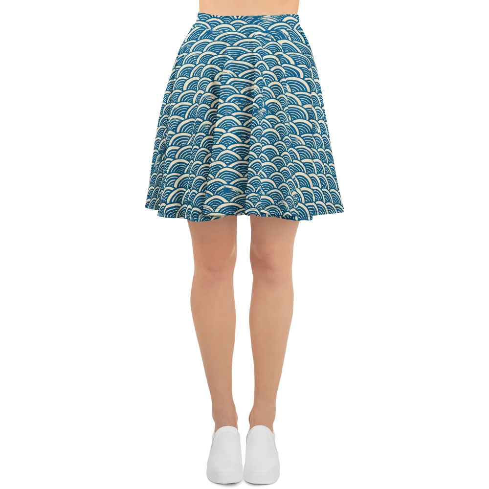 Midnight Wavecrest on Skater Skirt — Front