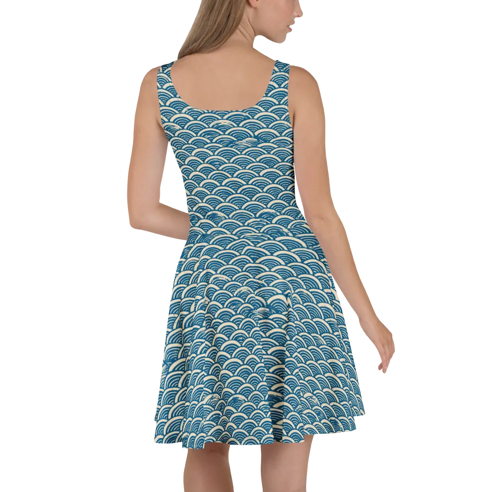 Midnight Wavecrest on Skater Dress — Back