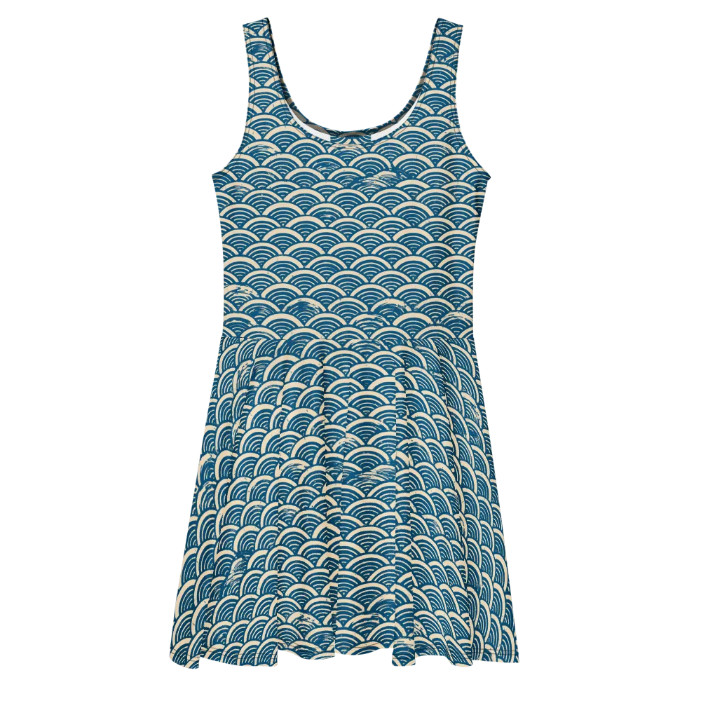 Midnight Wavecrest on Skater Dress — Front