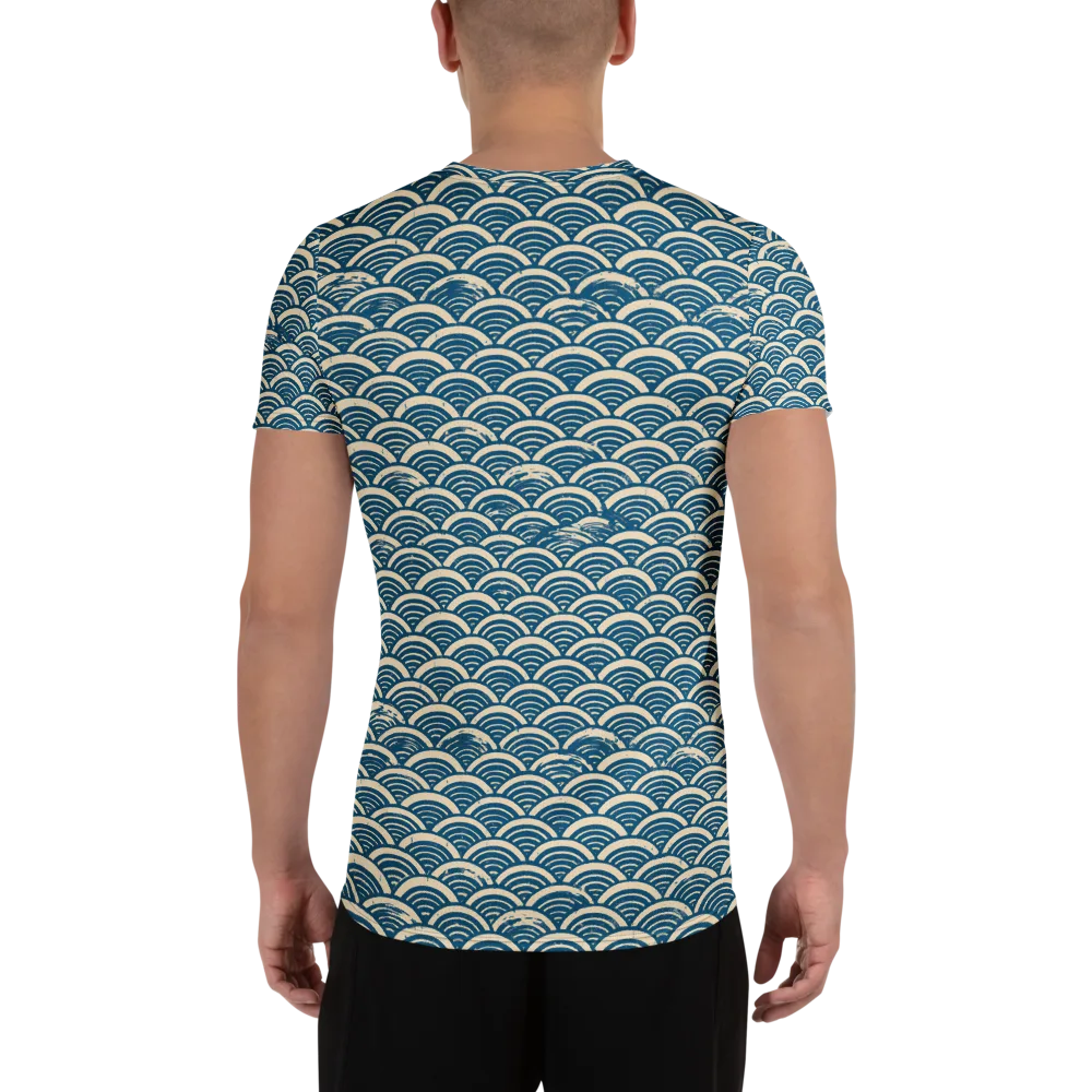 Midnight Wavecrest on Men's Athletic T-Shirt — Back