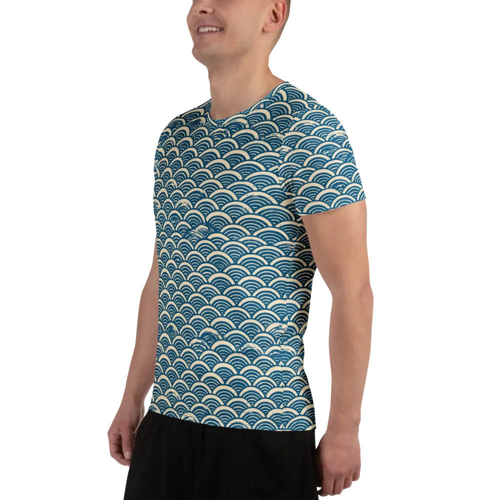 Midnight Wavecrest on Men's Athletic T-Shirt — Left
