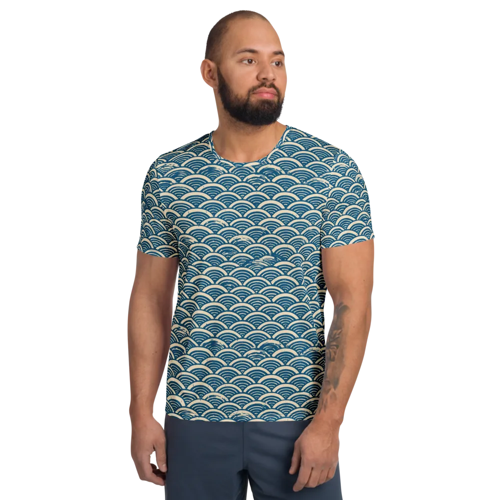Midnight Wavecrest on Men's Athletic T-Shirt — Front