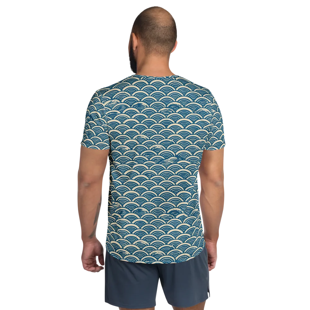Midnight Wavecrest on Men's Athletic T-Shirt — Back
