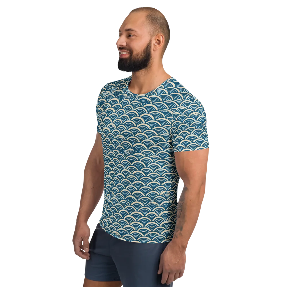 Midnight Wavecrest on Men's Athletic T-Shirt — Left