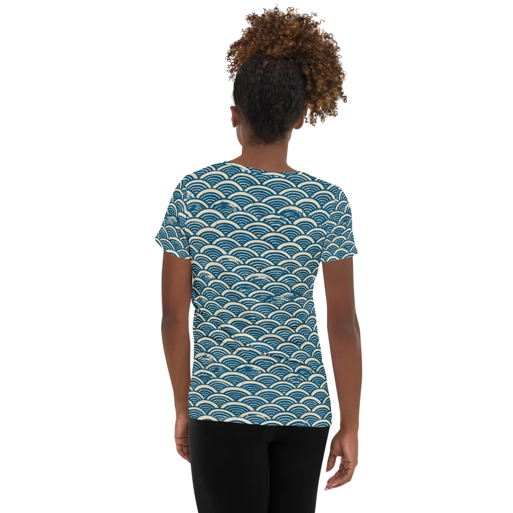 Midnight Wavecrest on Women's Athletic T-Shirt — Back