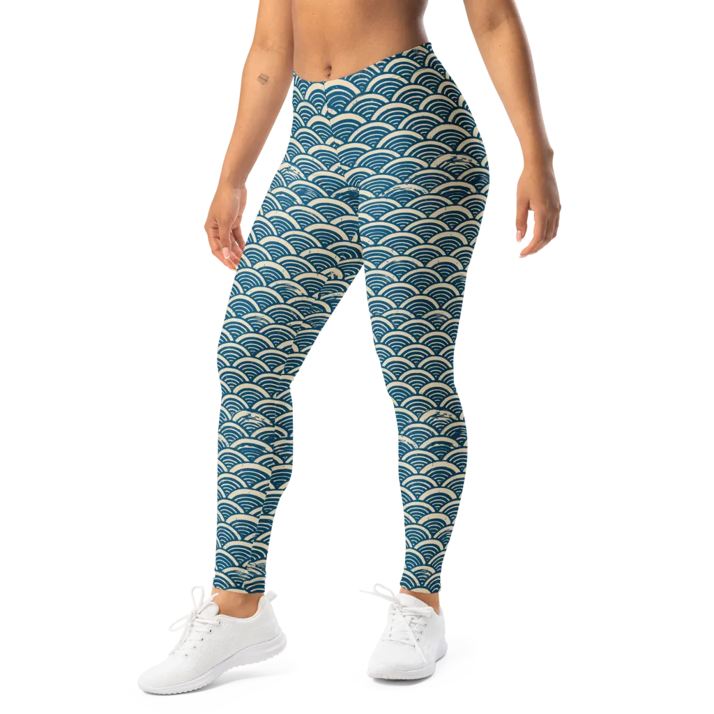 Midnight Wavecrest on Leggings — Left Front