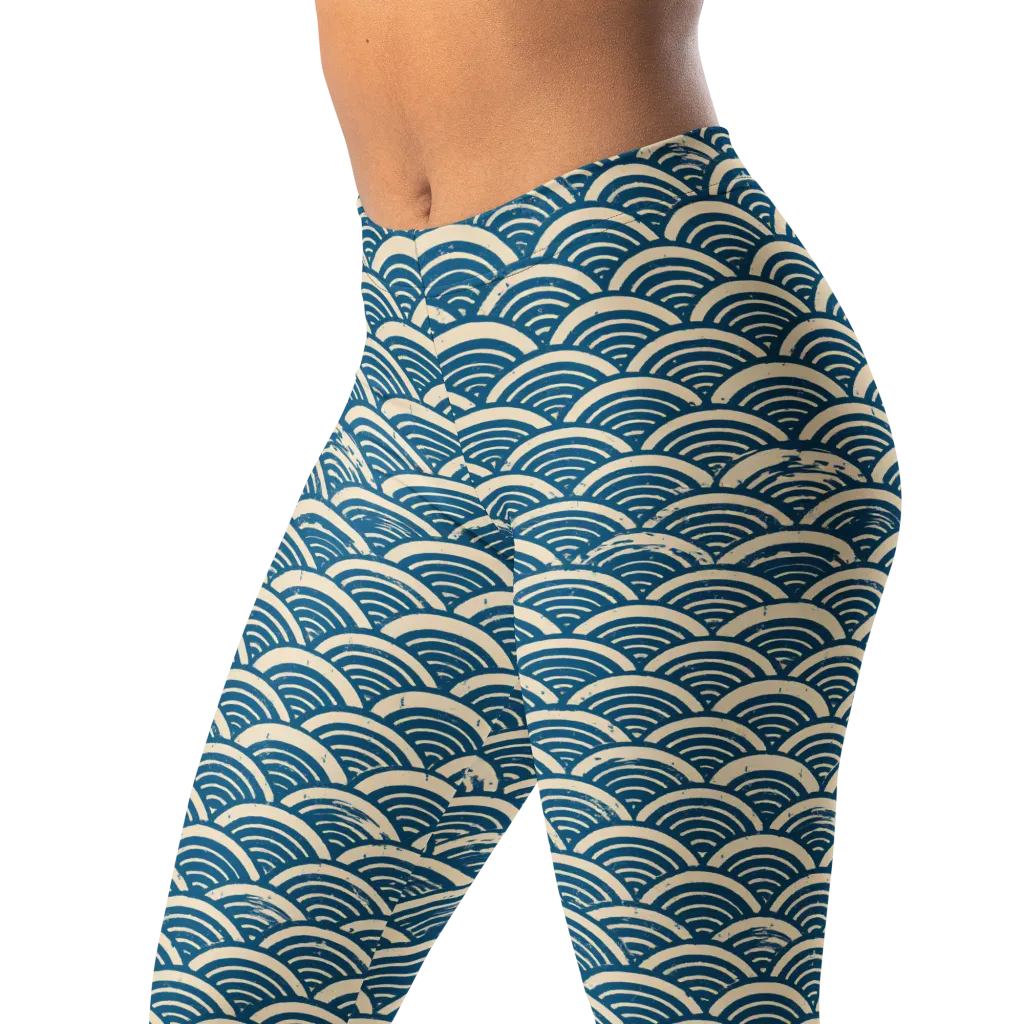 Midnight Wavecrest on Leggings — Left Front