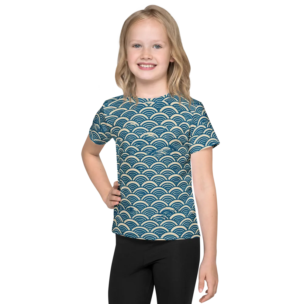 Midnight Wavecrest on Kids Crew Neck T-Shirt — Front