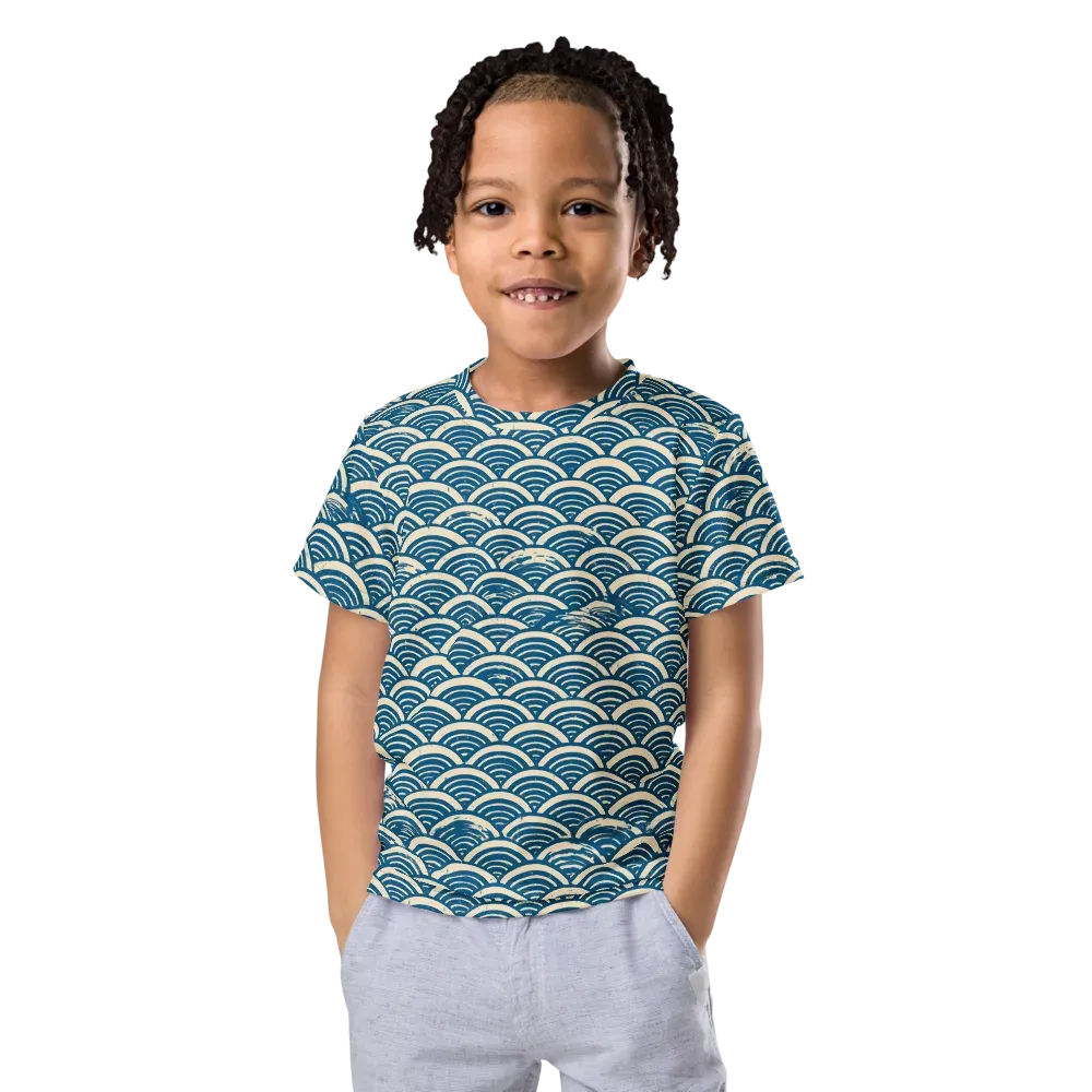 Midnight Wavecrest on Kids Crew Neck T-Shirt — Front