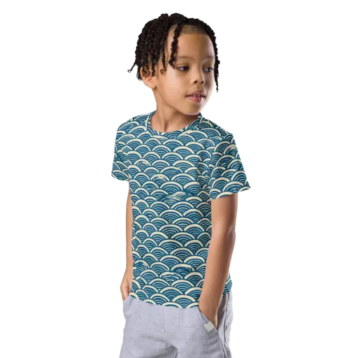 Midnight Wavecrest on a Kids Crew Neck T-Shirt