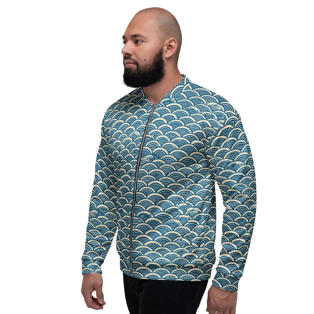 Midnight Wavecrest on Bomber Jacket — Left