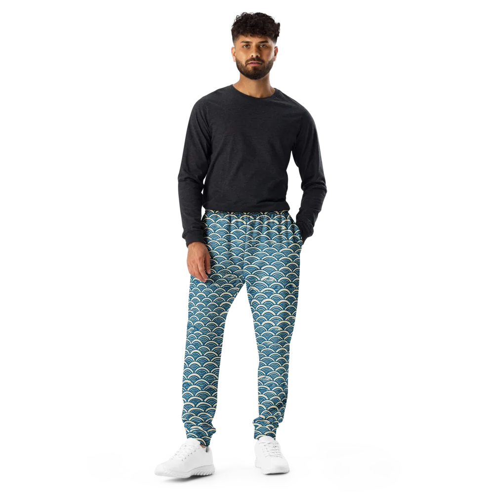 Midnight Wavecrest on Men's Joggers — Front