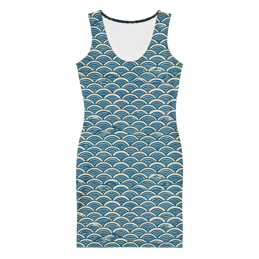 Midnight Wavecrest on Bodycon Dress — Front