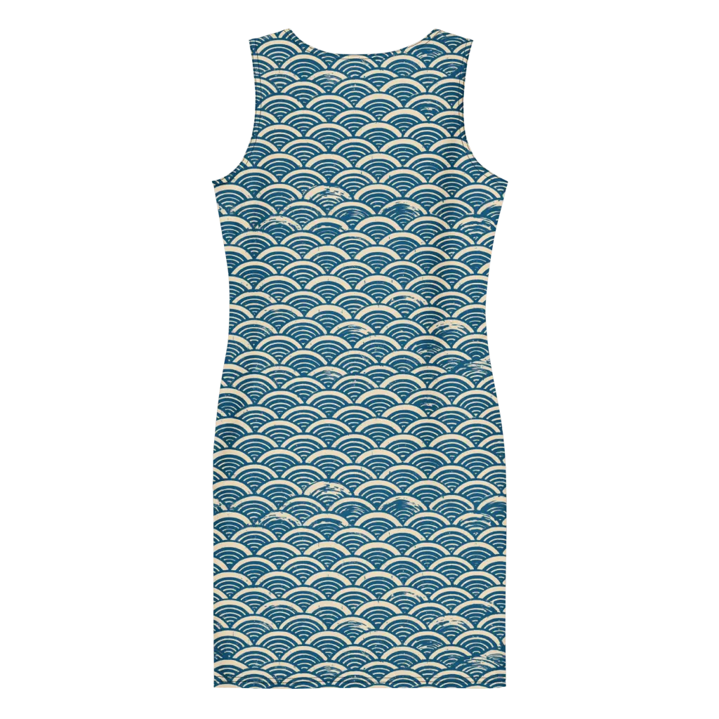 Midnight Wavecrest on Bodycon Dress — Back