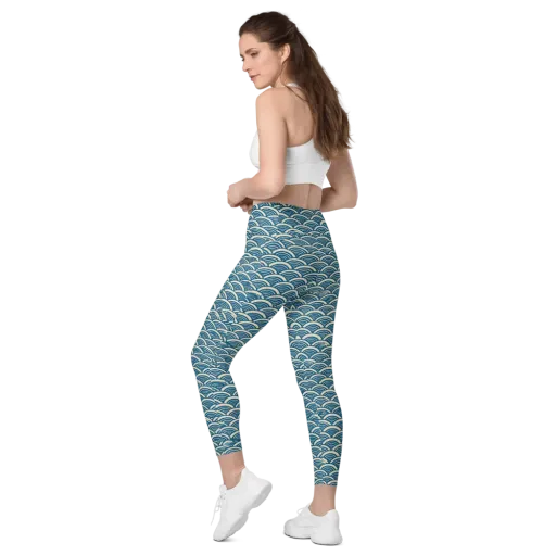 Midnight Wavecrest on a Leggings with Pockets