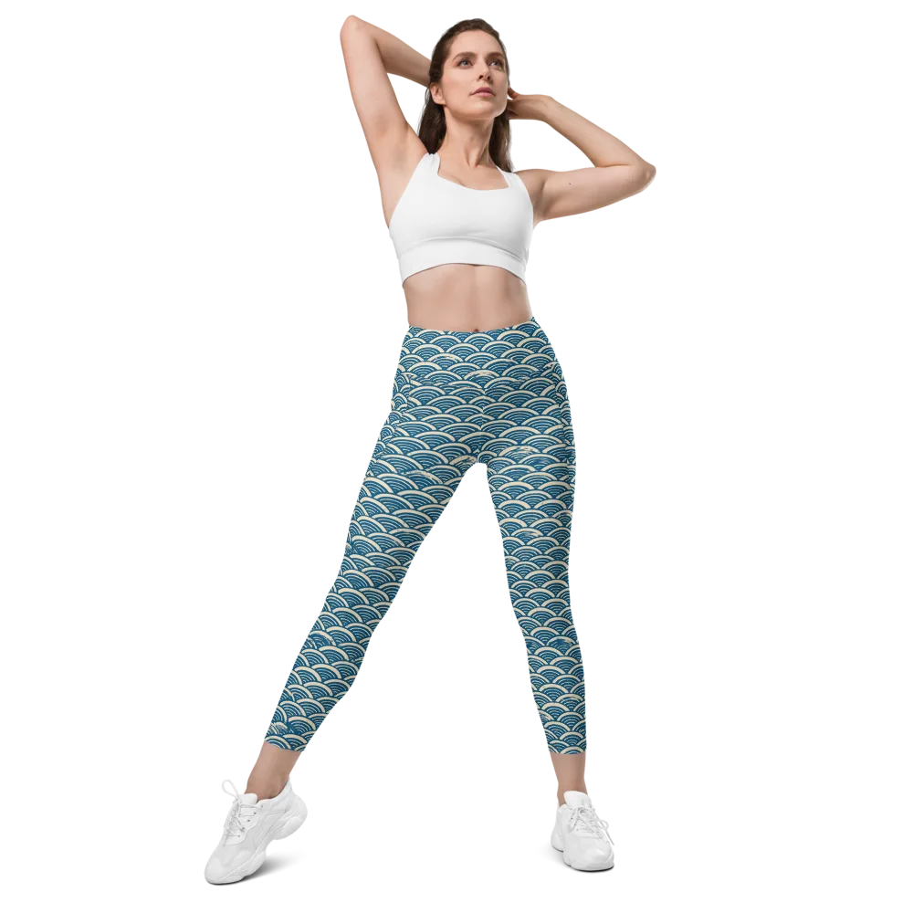 Midnight Wavecrest on Leggings with Pockets — Front