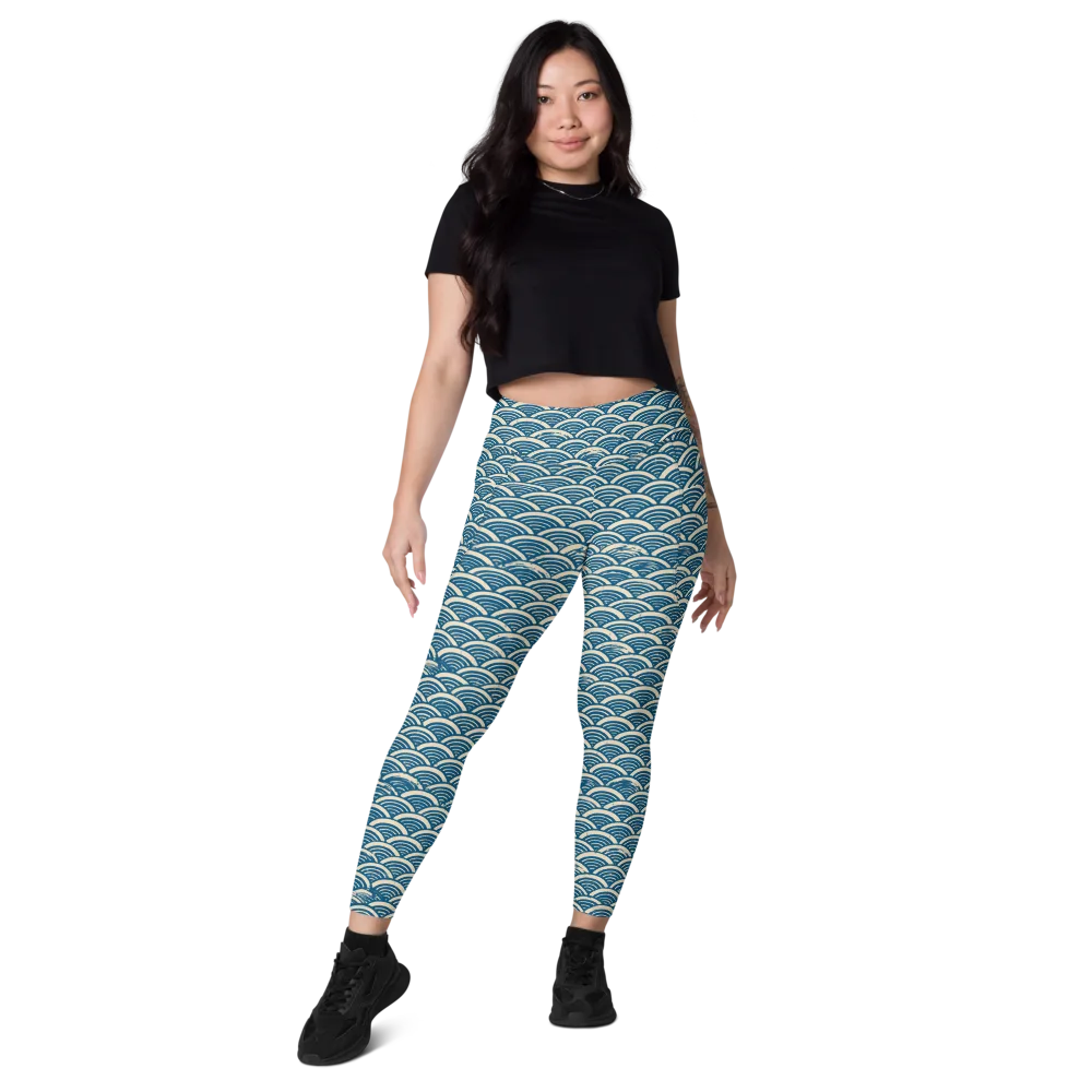 Midnight Wavecrest on Leggings with Pockets — Front