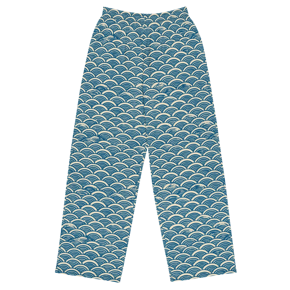 Midnight Wavecrest on Wide-Leg Pants — Front