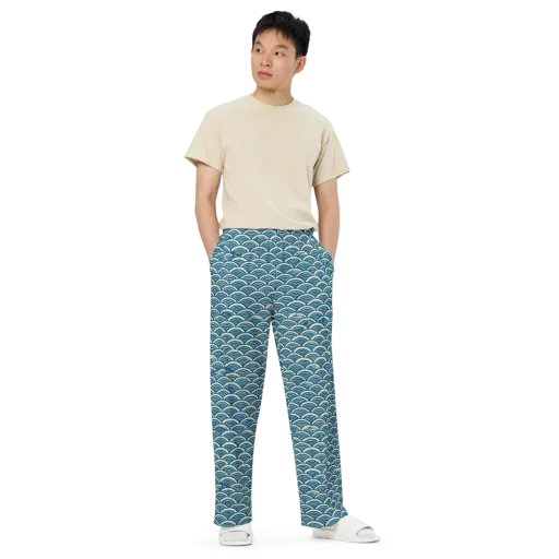 Midnight Wavecrest on a Wide-Leg Pants