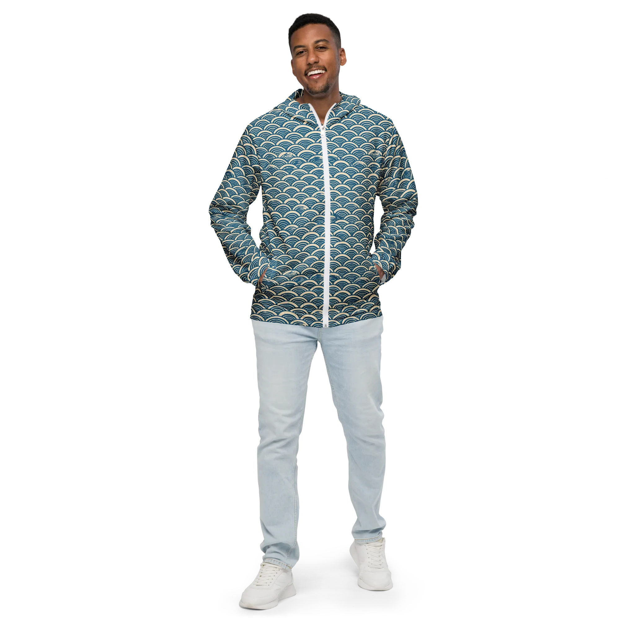 Midnight Wavecrest on Men's Windbreaker — Front