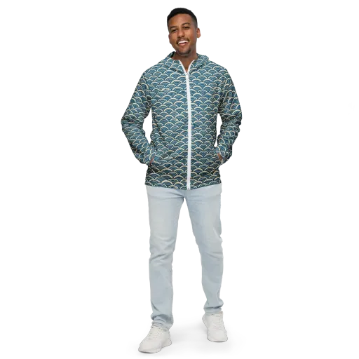 Midnight Wavecrest on a Men's Windbreaker