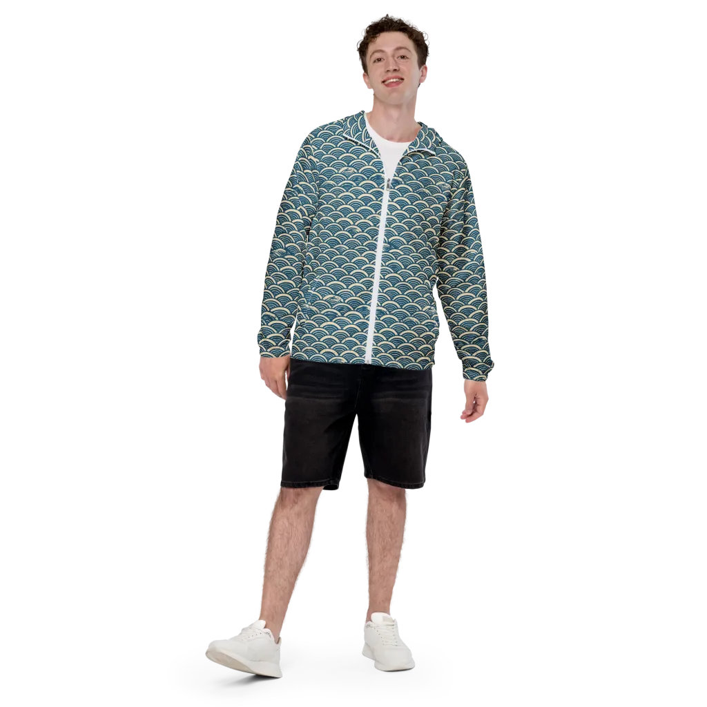 Midnight Wavecrest on Men's Windbreaker — Front