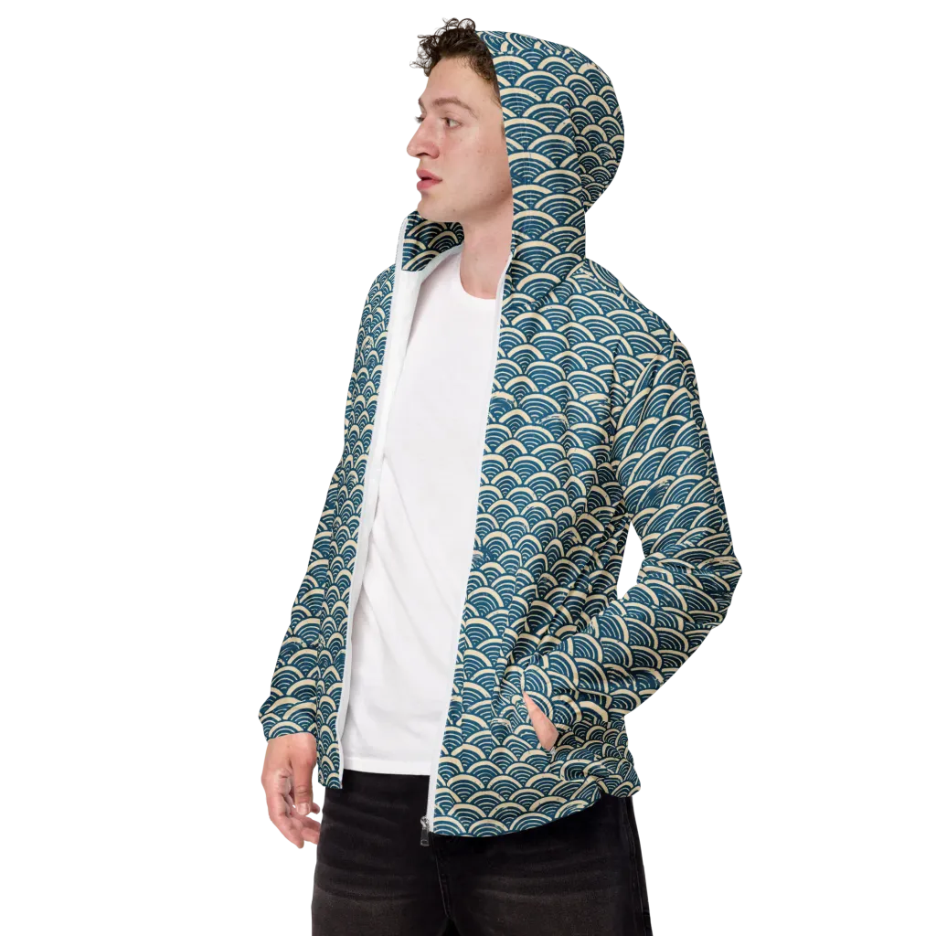 Midnight Wavecrest on Men's Windbreaker — Left Front
