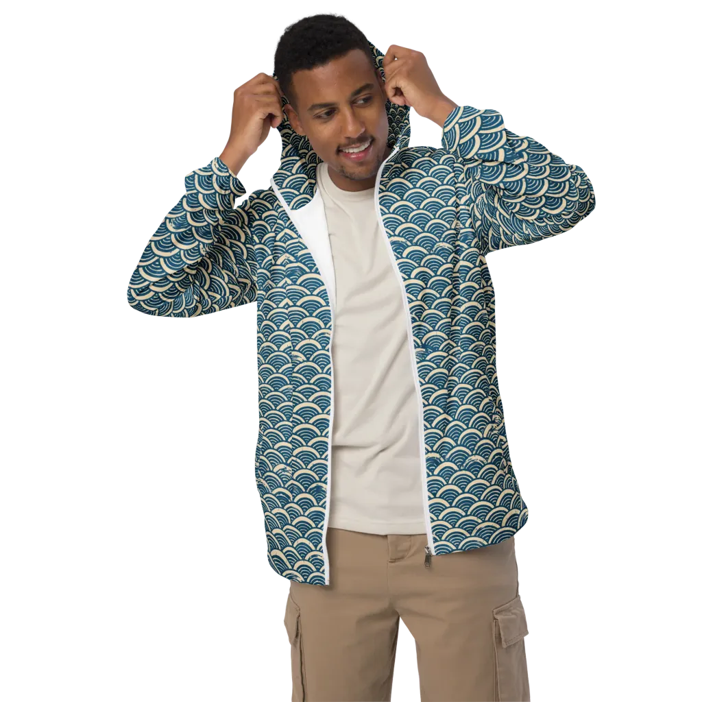 Midnight Wavecrest on Men's Windbreaker — Front