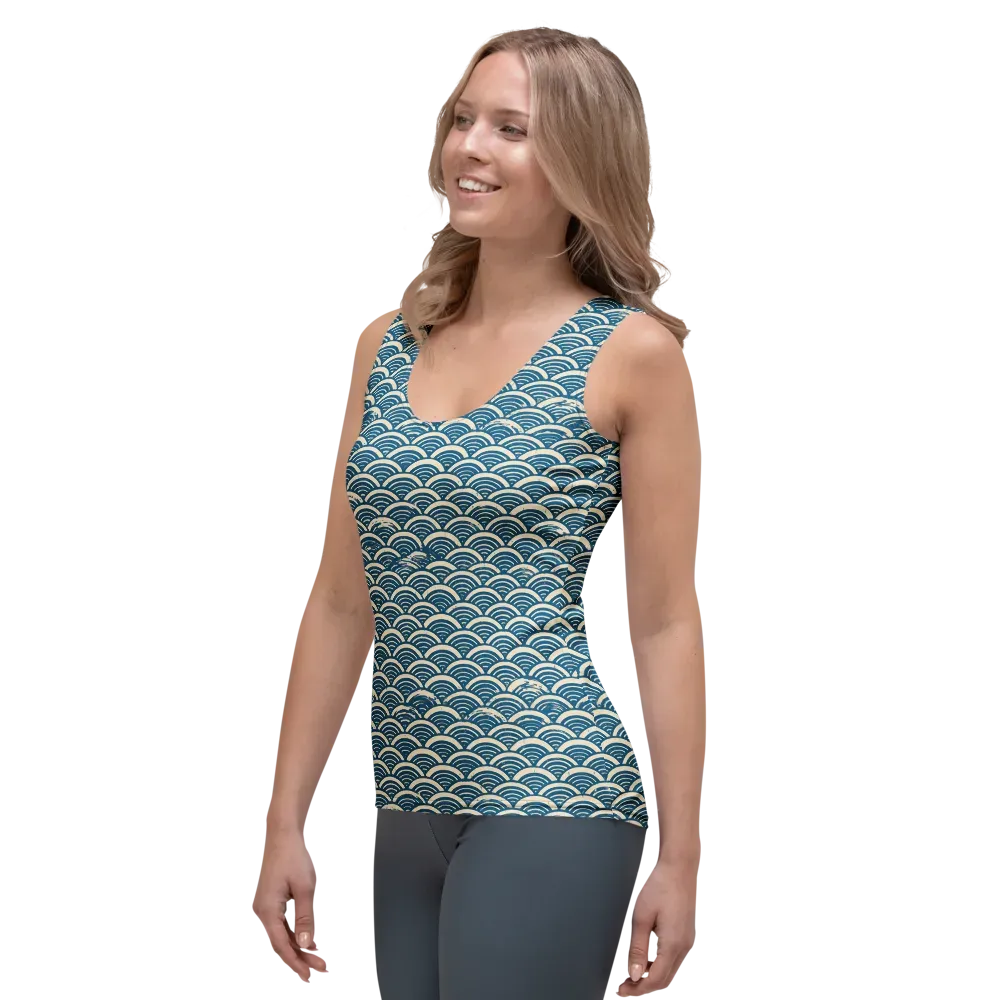 Midnight Wavecrest on Women's Tank Top — Left Front