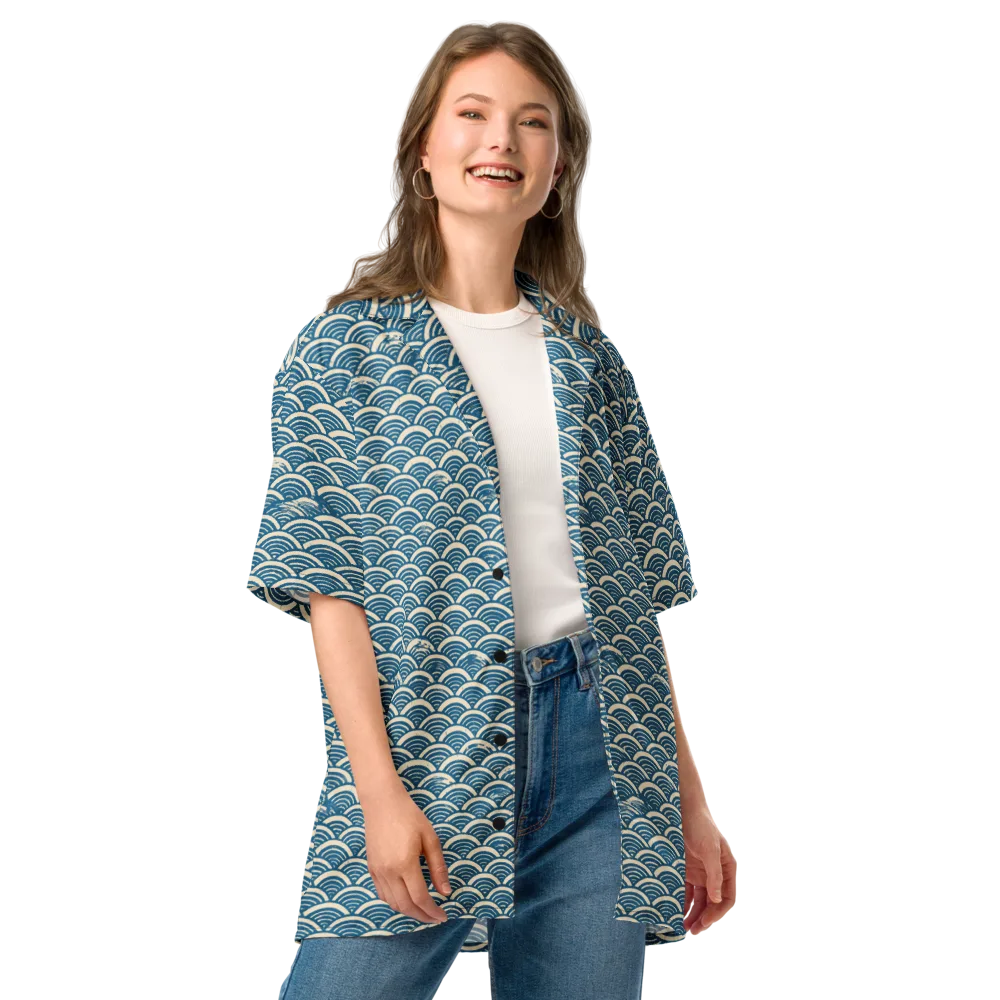 Midnight Wavecrest on Button Shirt — Front