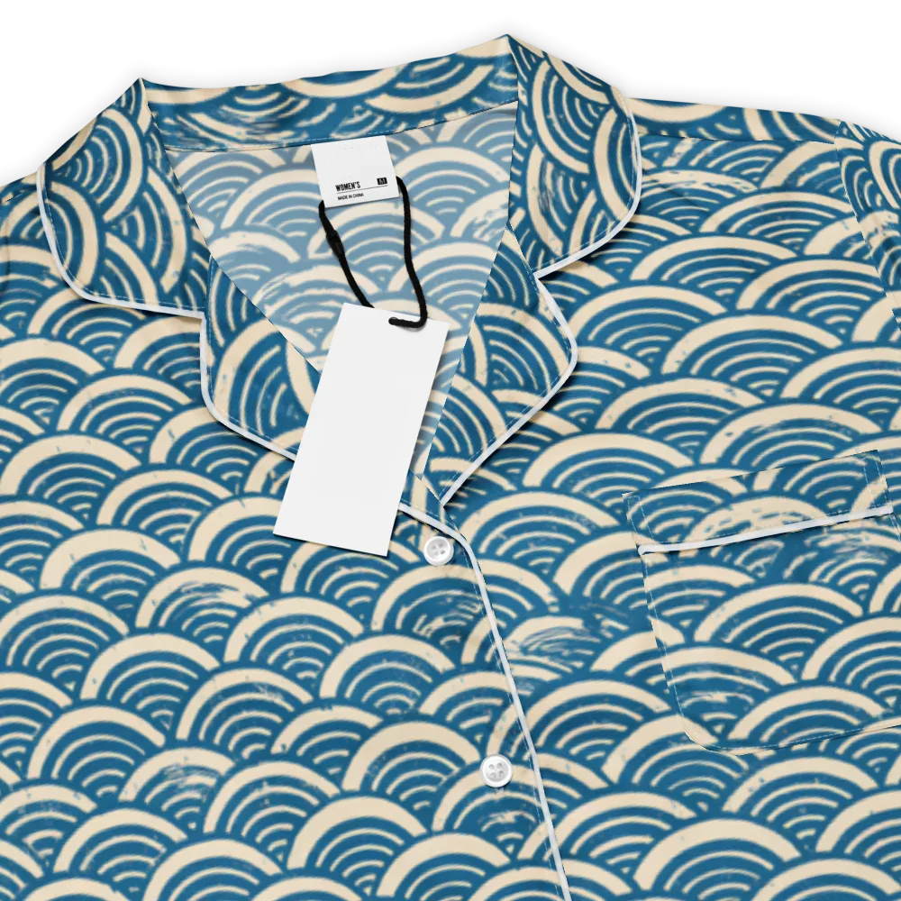 Midnight Wavecrest on Women's Short Sleeve Pajama Top — Product details